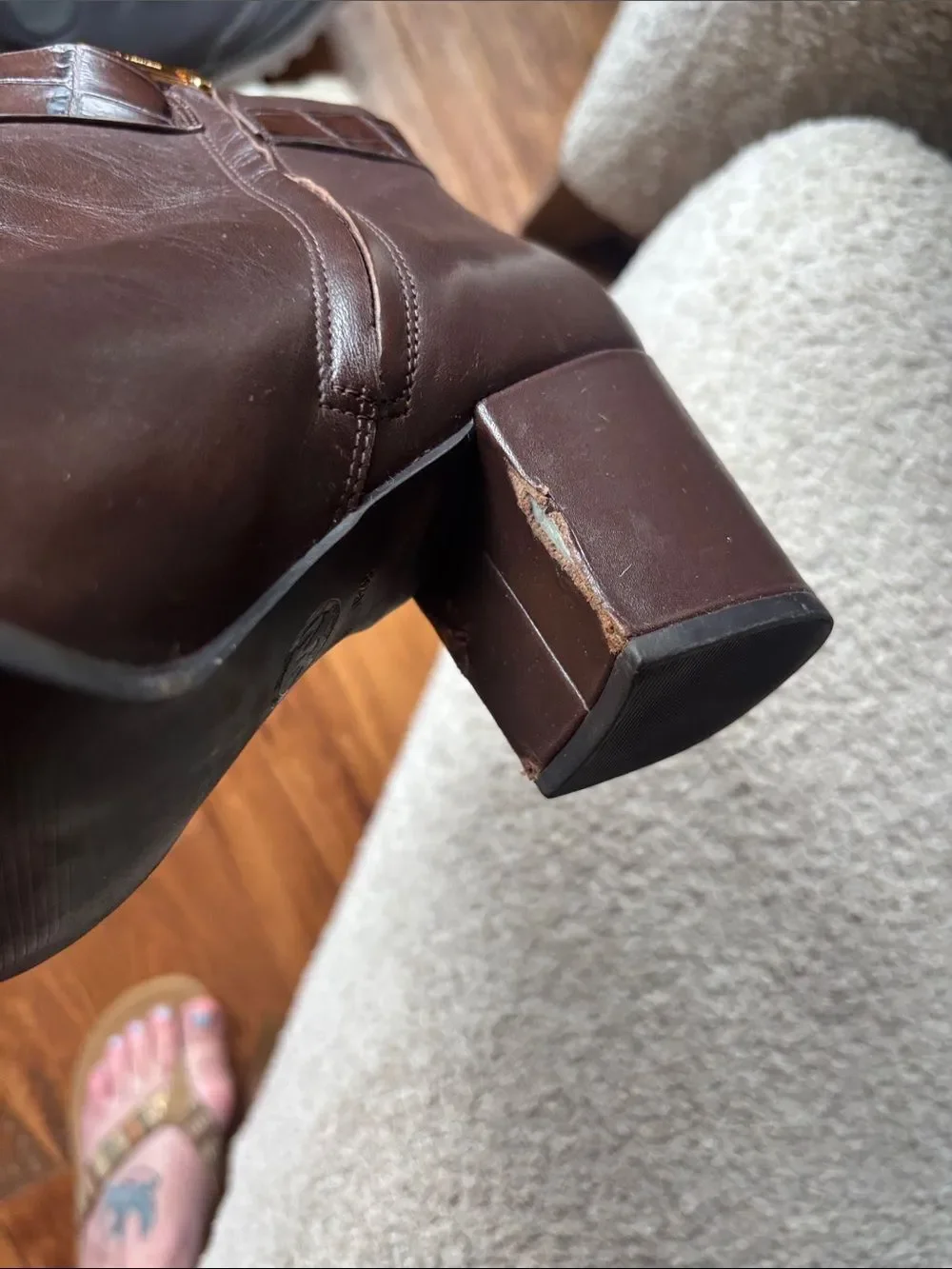 Women’s Brown Leather Ankle Boots with Block Heel